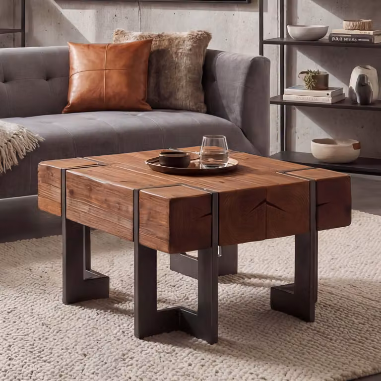 Tavolino HWC-A15, tavolo da salotto, legno massiccio di abete rustico MVG ~ marrone 60x60cm