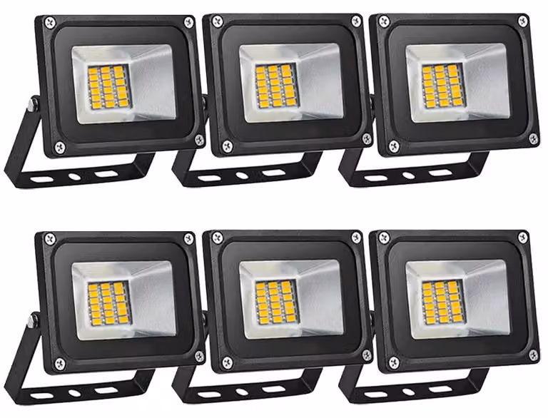 6 pezzi 20W SMD LED faretti proiettori, Greenmigo IP65 proiettori fari da cantiere faretti bianchi caldi faretti da esterno 85-265V AC