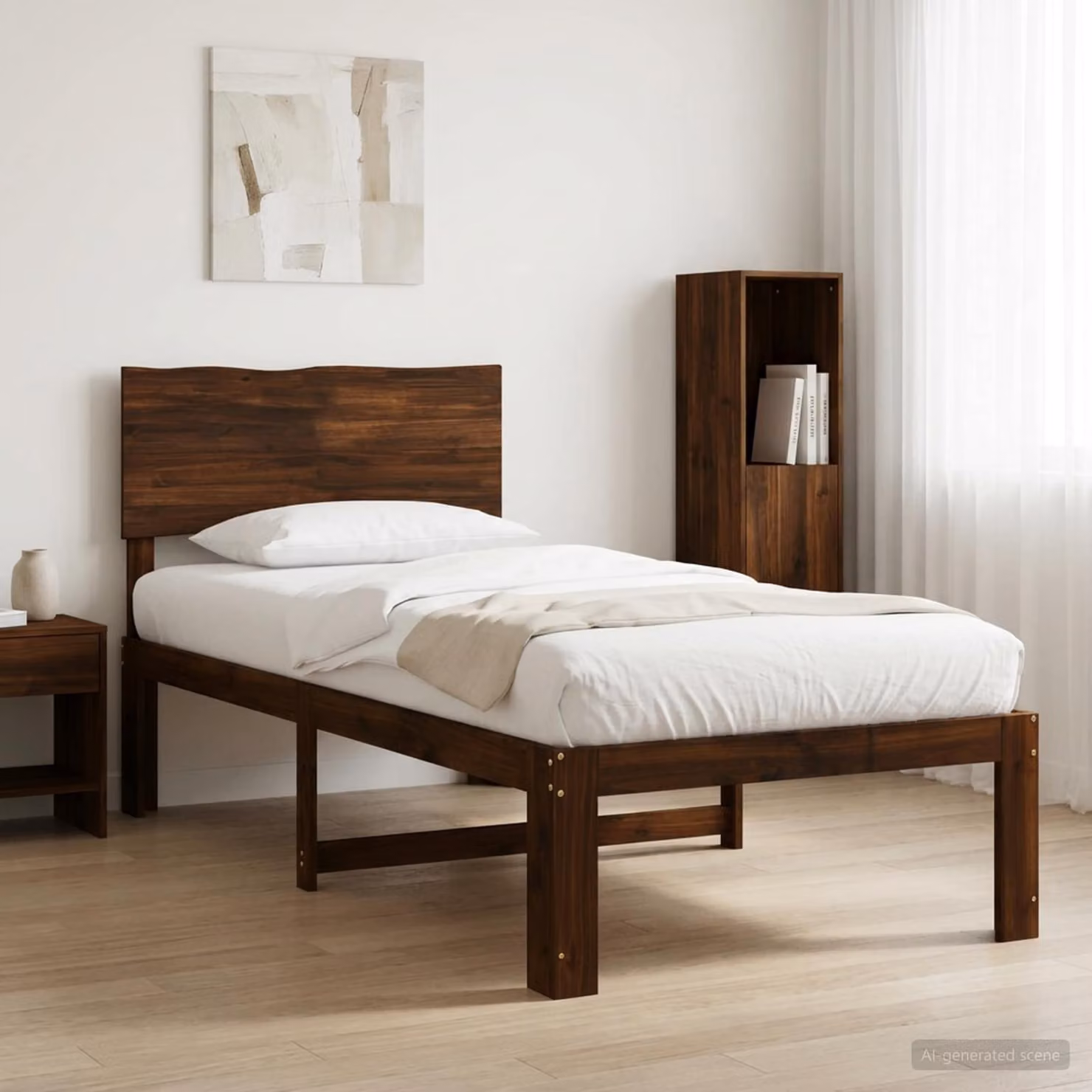 Letto Singolo con Testiera vidaXL ROSTOCK in Legno di Acacia Marrone Scuro L/P/H: 205.5 x 80 x 140 cm