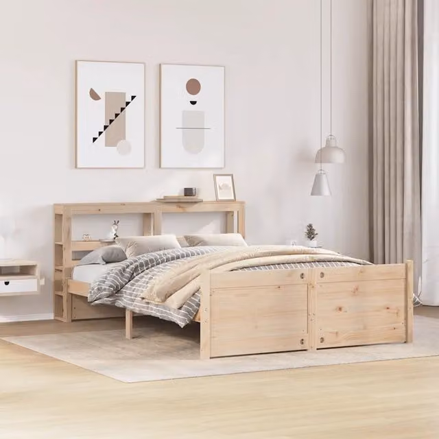 Giroletto con Testiera VidaXL in Legno Massello di Pino Marrone L: 120 cm, P: 200 cm