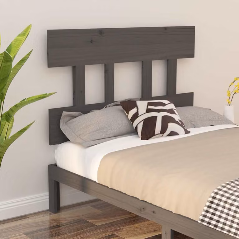 Testiera per letto vidaXL in legno massello di pino, colore grigio, L: 103,5 cm, P: 3 cm, H: 81 cm