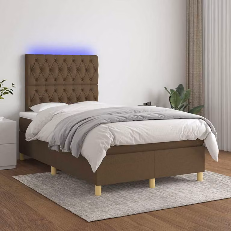 Letto Ibrido con Materasso e Illuminazione LED vidaXL, Marrone Scuro e Bianco, L/P/H: 120 x 200 x 203 cm