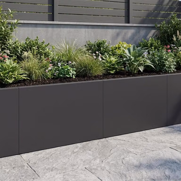 Set di 2 pezzi di aiuole rialzate vidaXL in acciaio nero per giardino, L 60 cm x P 12 cm x H 30 cm