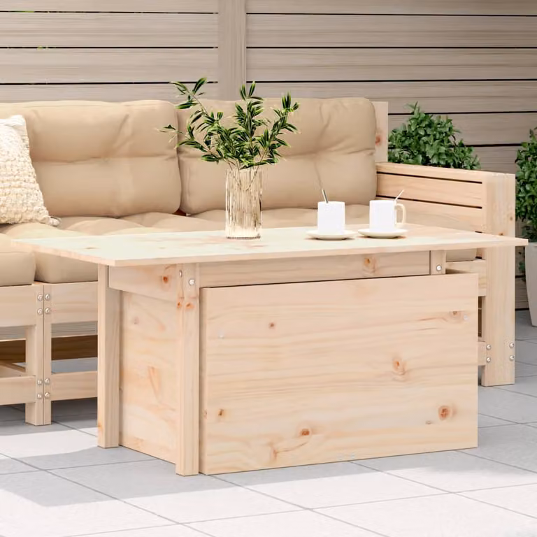 vidaXL Tavolo da Giardino Rettangolare in Legno di Pino e Acacia, Colore Beige, L/P/H: 100 x 50 x 75 cm