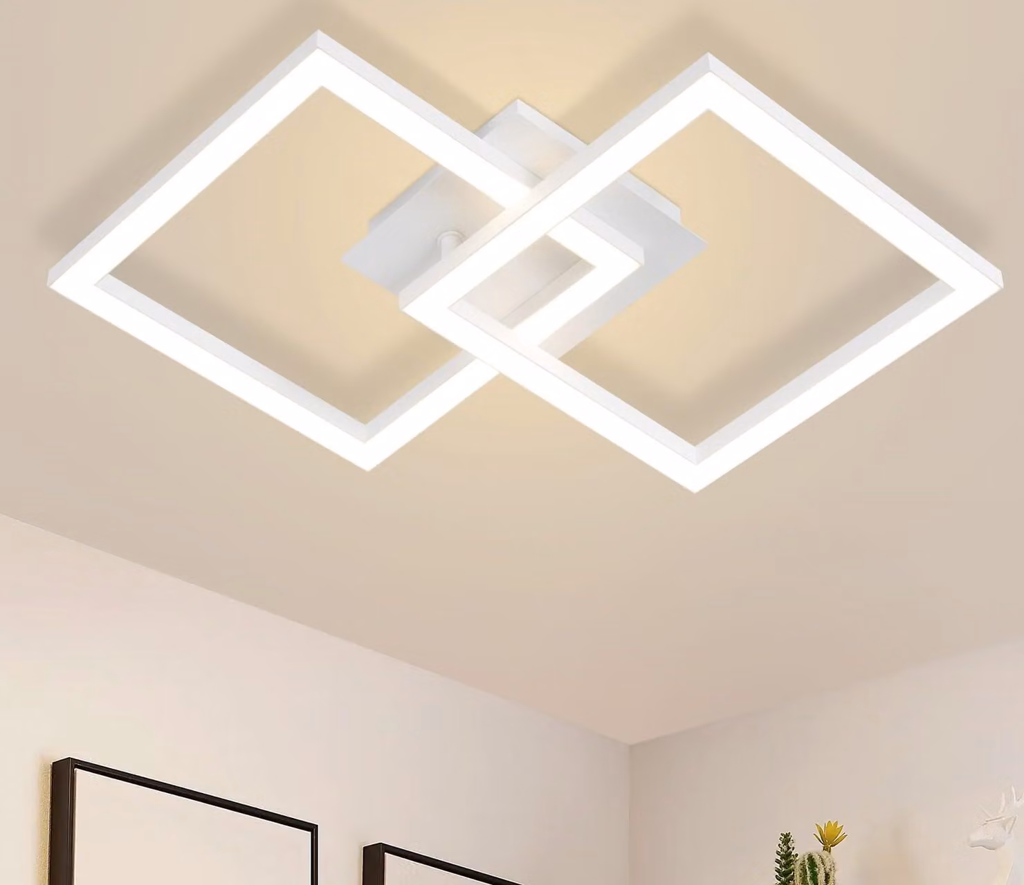 ZMH lampada da soffitto a LED bianca, lampada da soffitto per camera da letto, luce bianca calda, lampada da soffitto orientabile dal design geometrico, 24W, per cucina, corridoio, ufficio