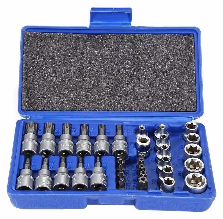Set di chiavi a bussola - Set di utensili - 34 pezzi - Bussole e chiavi a bussola - Per auto e uso domestico - Colore blu
