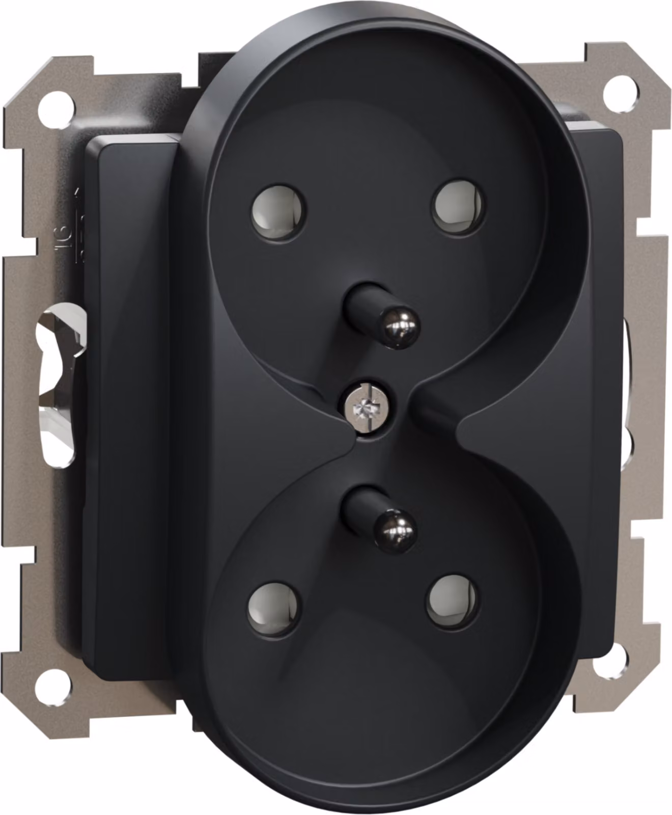 Presa doppia con messa a terra nero antracite Sedna Design SDD114275