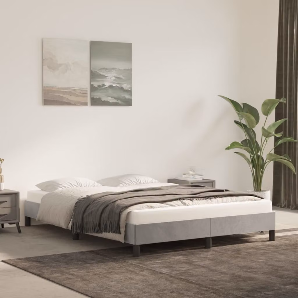 The Living Store Struttura letto grigio chiaro 140x190 cm in velluto