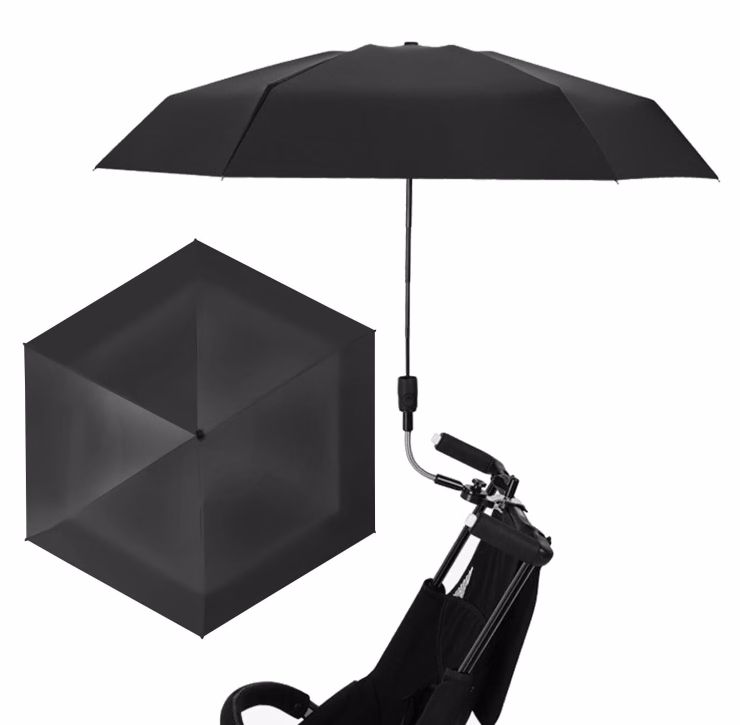 Ombrellone da spiaggia per sedia - 90 cm - Resistente ai raggi UV - Nero