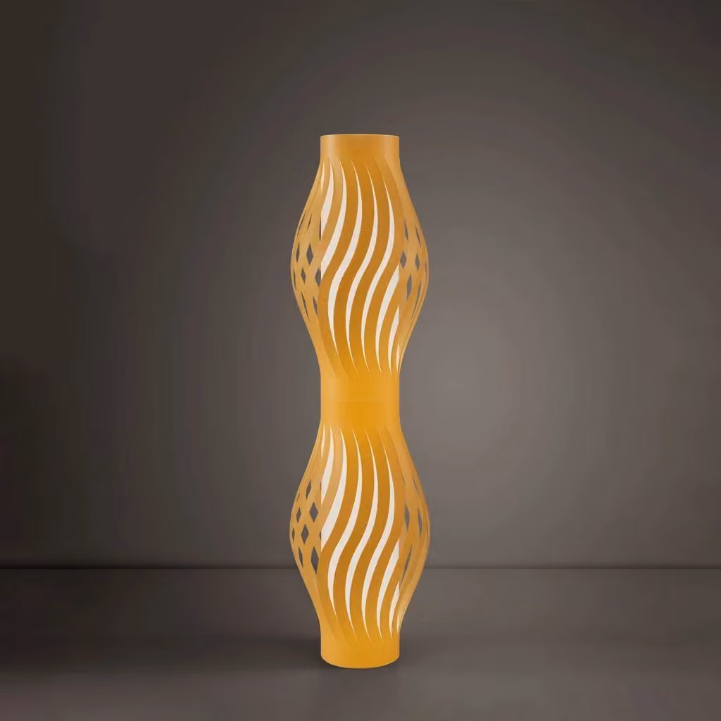Piantana Moderna Helios Linea Zero Colore Ocra e Beige con 2 Luci E27 Altezza: 123 cm – 2