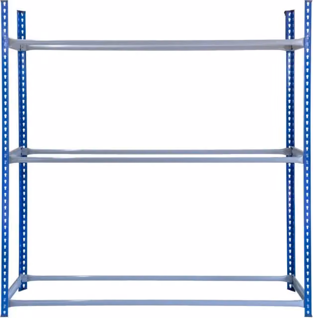 Scaffale Porta Pneumatici MONSTER SHOP in Metallo con 3 Ripiani Regolabili, Blu e Grigio, H 185 x L 40 x P 20,55 cm