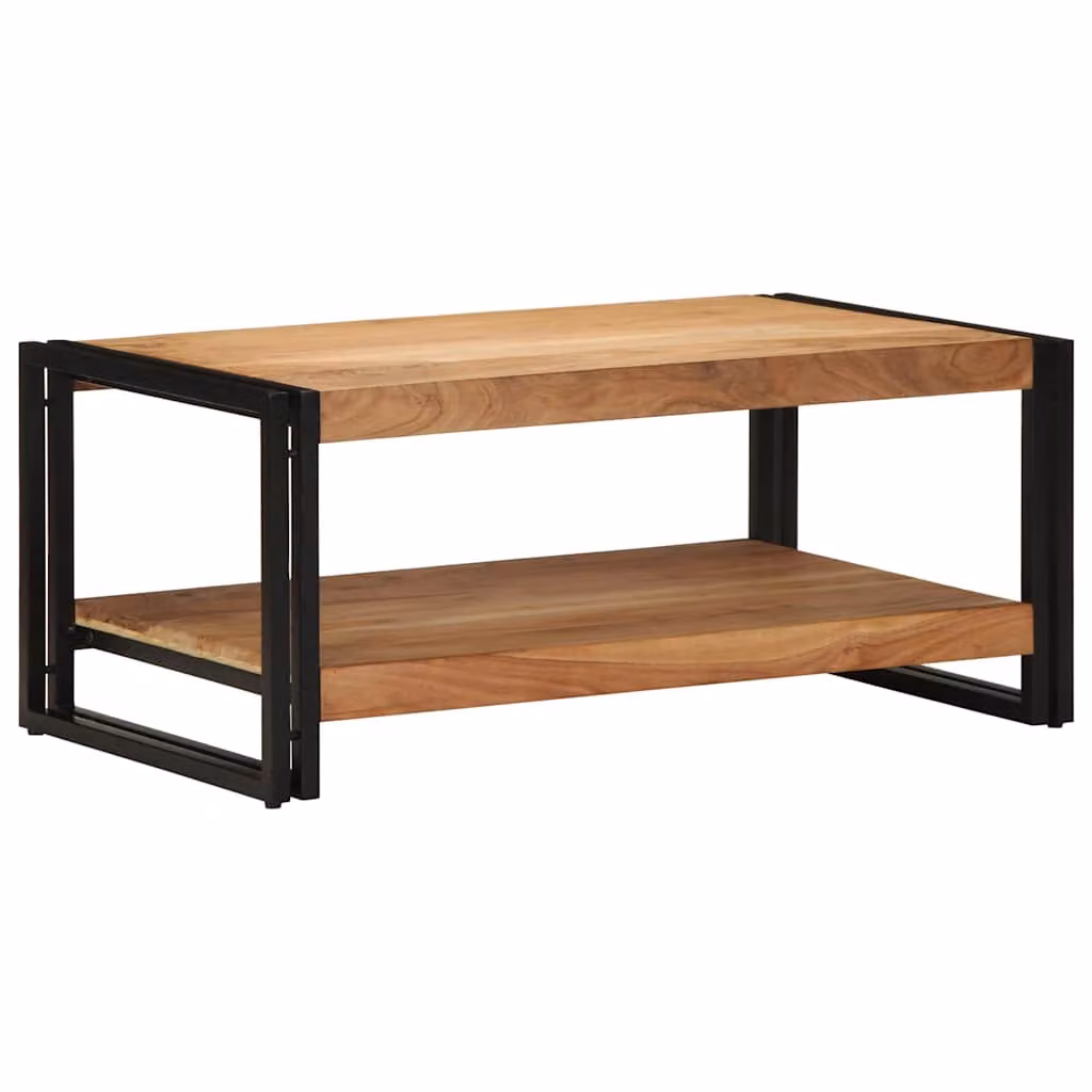 vidaXL Tavolino da Salotto Rettangolare in Legno di Acacia e Metallo, Marrone, L 90 cm x P 50 cm x H 38 cm
