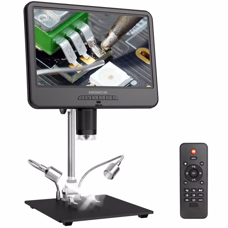 Microscopio digitale LCD da 10,1 pollici, con ingrandimento da 500x a 1500x, luci LED regolabili, zoom da 50 a 1600x