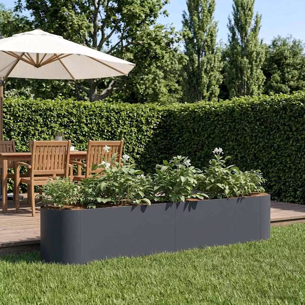 Letto rialzato da giardino vidaXL in metallo Antracite L: 200 cm, P: 40 cm, H: 40 cm