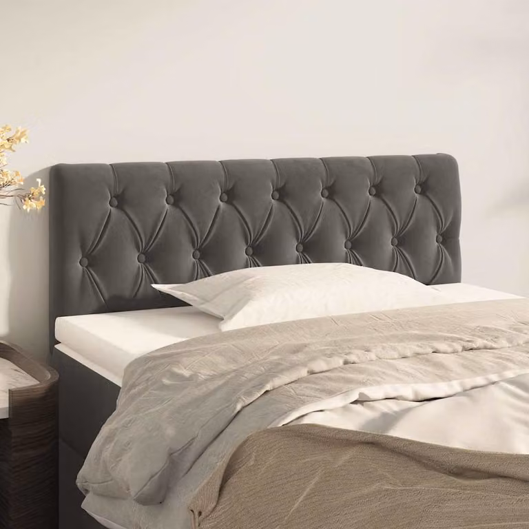 Testiera per letto vidaXL in velluto grigio scuro, L/P/H: 90 x 7 x 78/88 cm