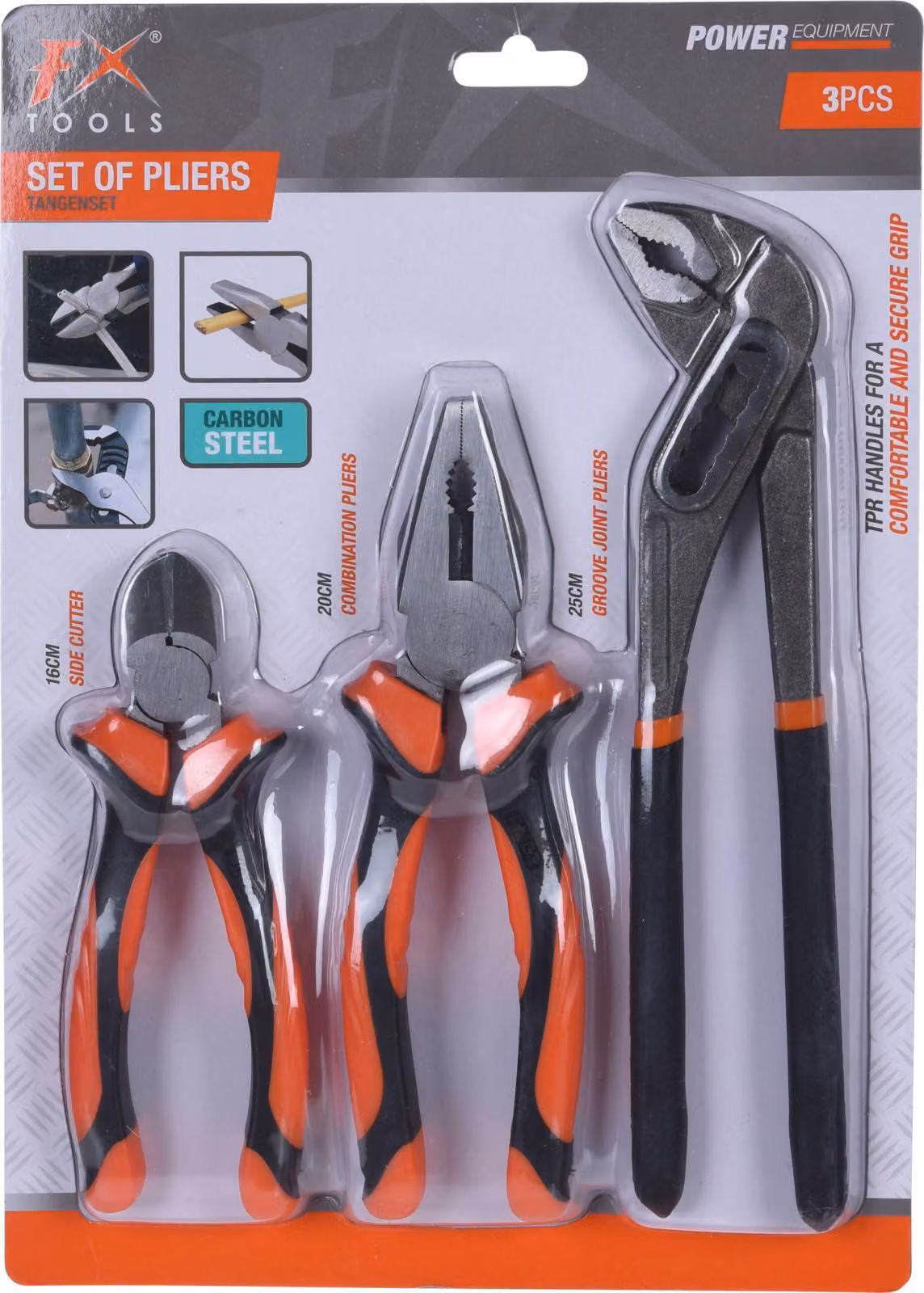 FXTools | Set di pinze | 3 pezzi - Tronchesi, pinza multifunzione, pinza a becchi lunghi