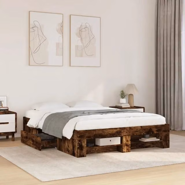Giroletto senza Materasso-Struttura Letto Rovere Fumo 120x200 cm in Truciolato 842823
