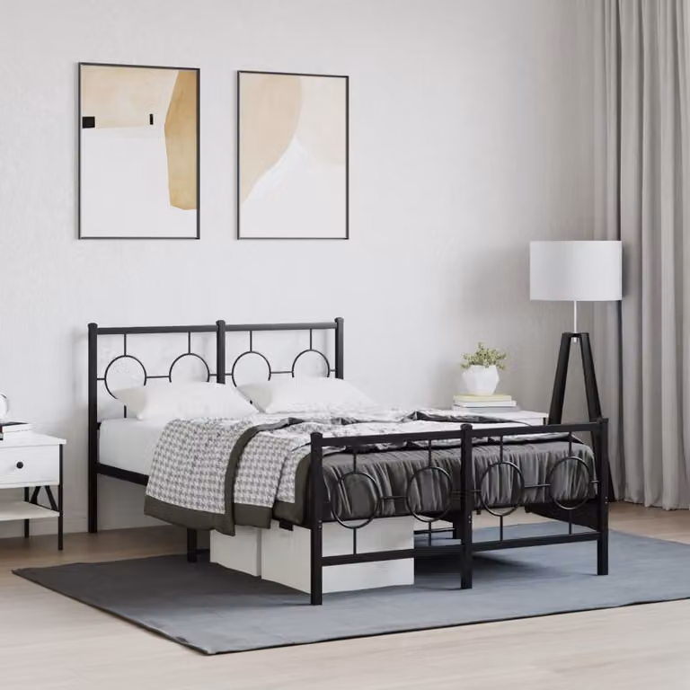 vidaXL Giroletto in metallo nero con testiera e pediera L/P/H: 120 x 200 x 91 cm