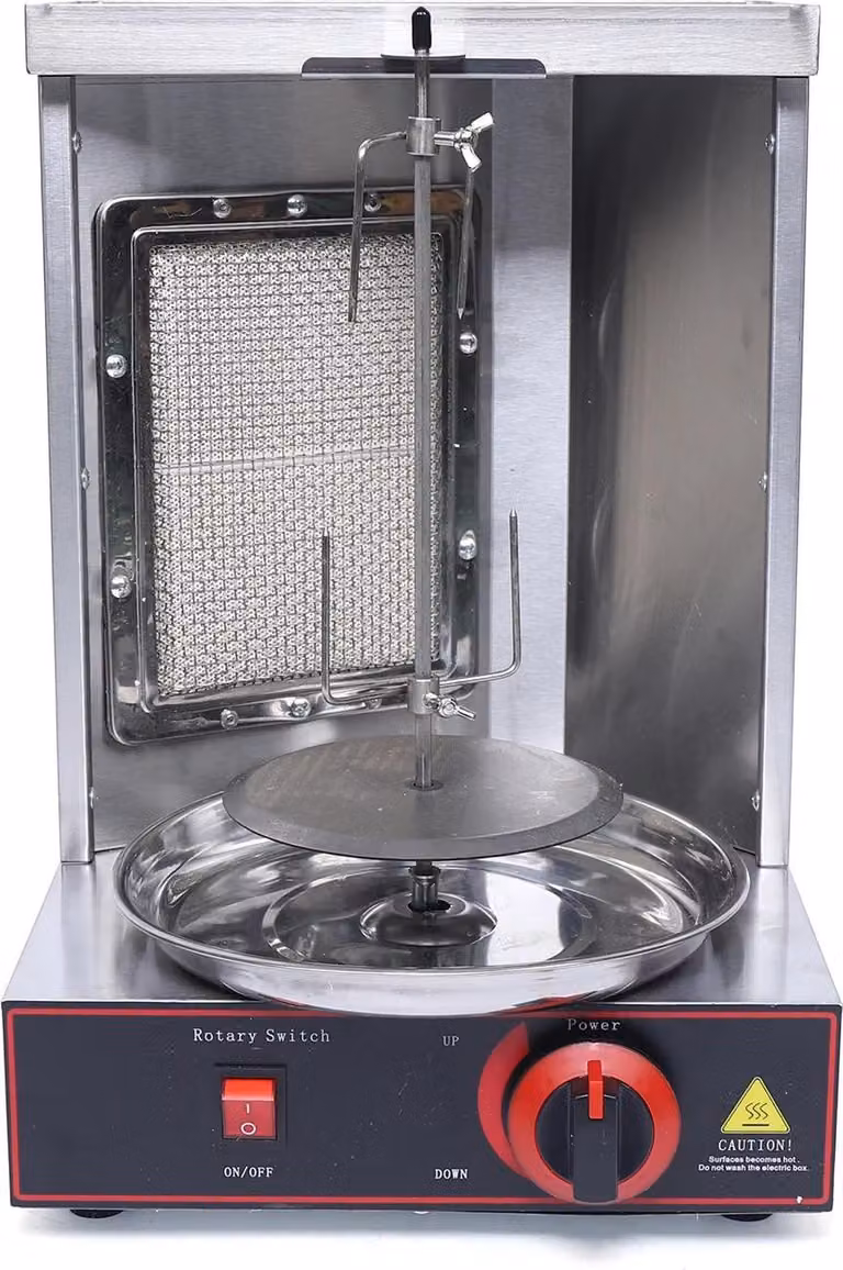 Griglia a gas LPG - Griglia da tavolo in acciaio inossidabile con tecnologia a infrarossi, dimensioni 30 x 29,5 x 44 cm, potenza 2000W, 220V, termostato da 0 a 300°C, capacità di carico 10 kg, colore argento