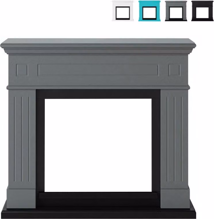 Cornice in legno shabby per caminetto elettrico da pavimento modello Pienza Sur - Grigio