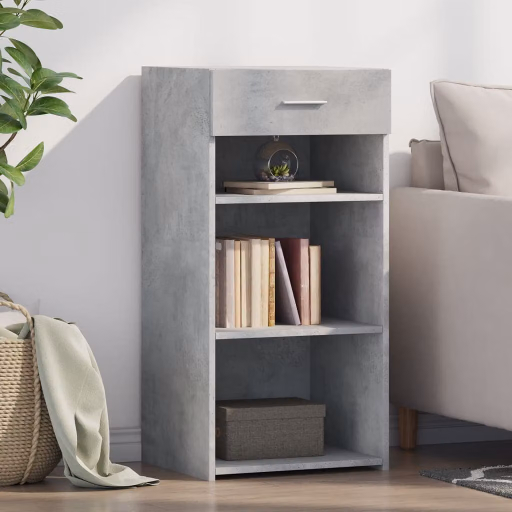 Credenza moderna vidaXL in legno multistrato e MDF, Grigio Cemento, L 45 cm x P 42,5 cm x H 93 cm