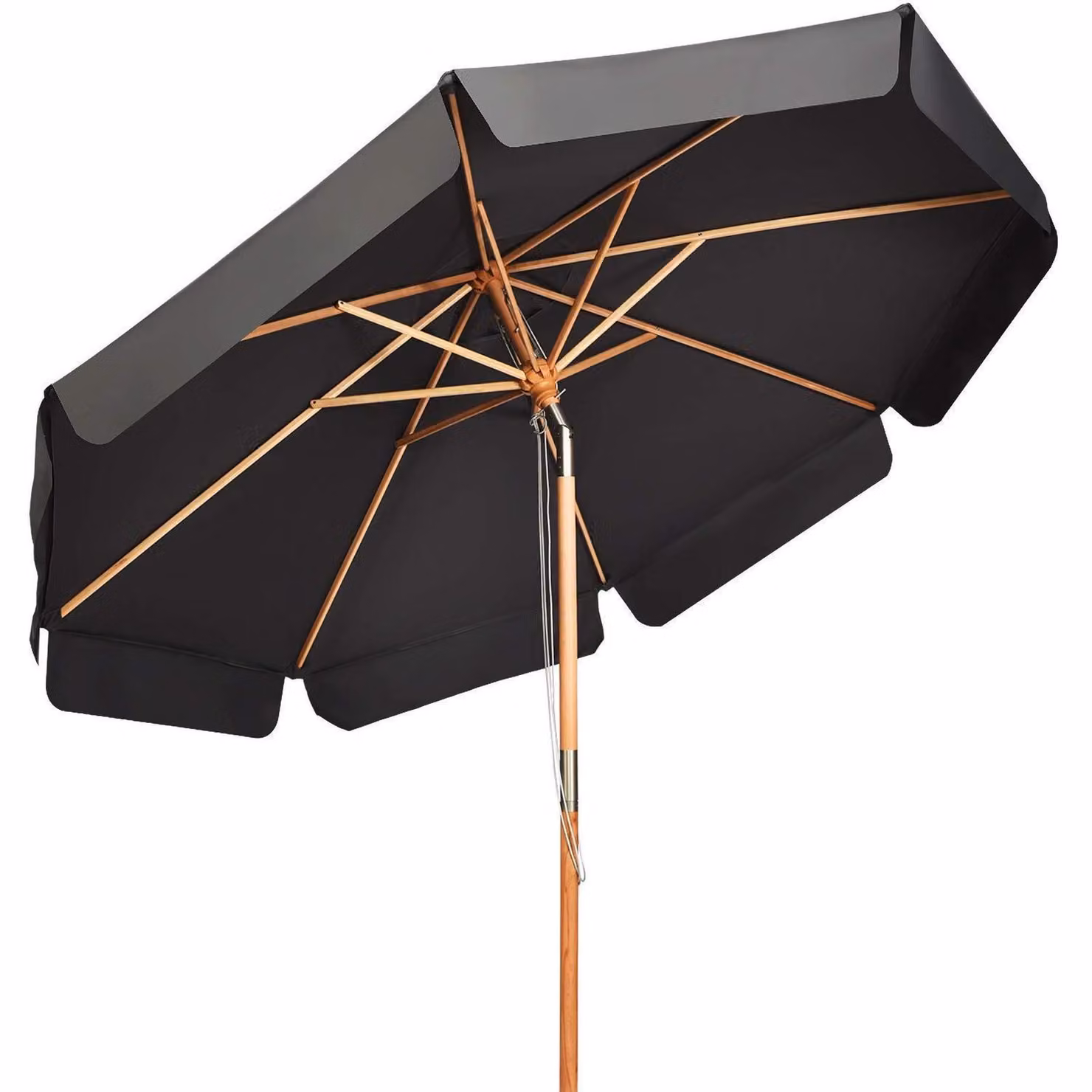 Ombrellone in legno, diametro 300 cm, pieghevole su entrambi i lati, protezione UV 50+, colore grigio, con 8 stecche