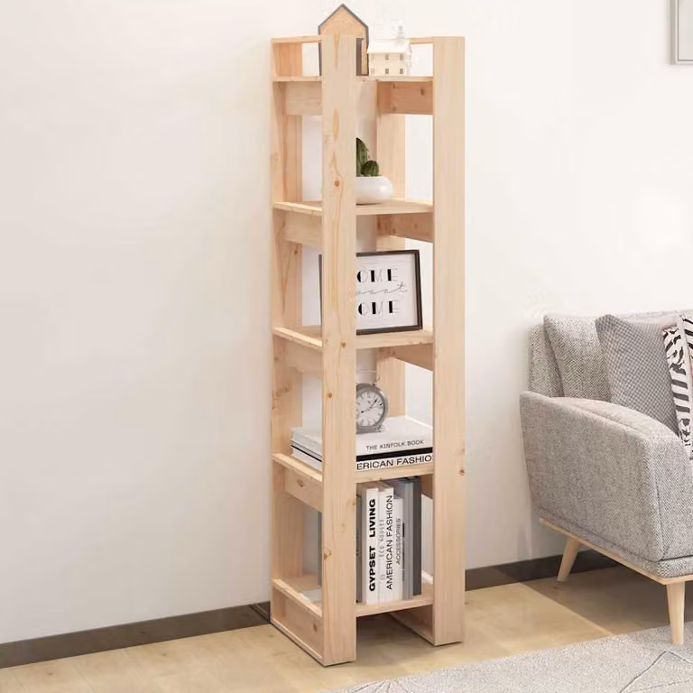 Libreria divisorio vidaXL in legno massello di pino, colore beige/marrone, L 41 cm x P 35 cm x H 160 cm
