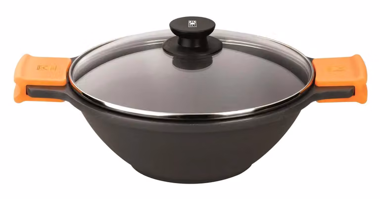 Wok antiaderente per induzione con coperchio e griglia, linea Efficient, diam. 28cm