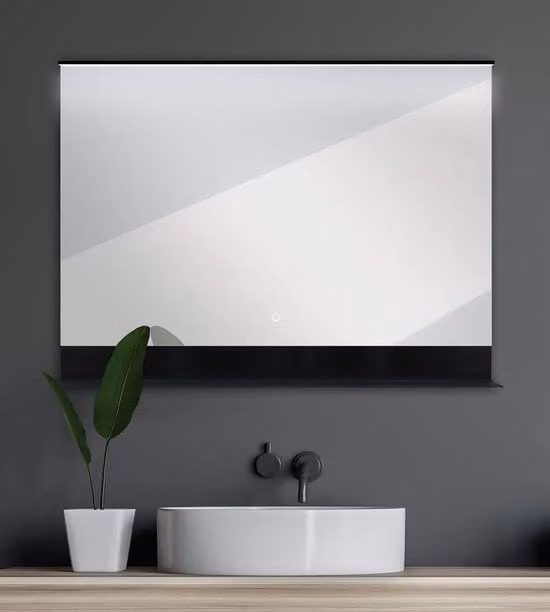 Specchio per bagno - illuminato - nero - 80 x 60 cm