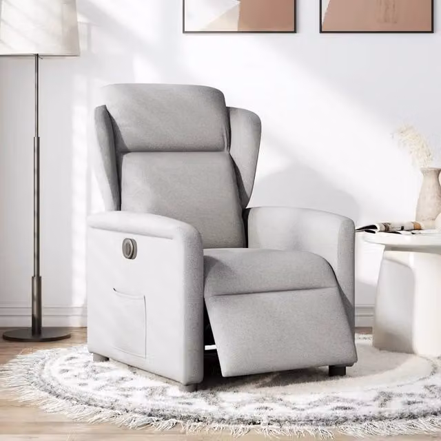 Poltrona Elettrica Reclinabile-Divano Sedia Grigio Nuvola in Tessuto 948413