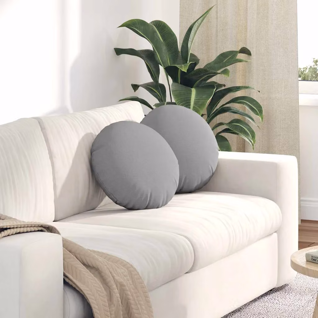 Set di 2 cuscini per seduta rotondi vidaXL in tessuto grigio, Ø 40 x 13 cm