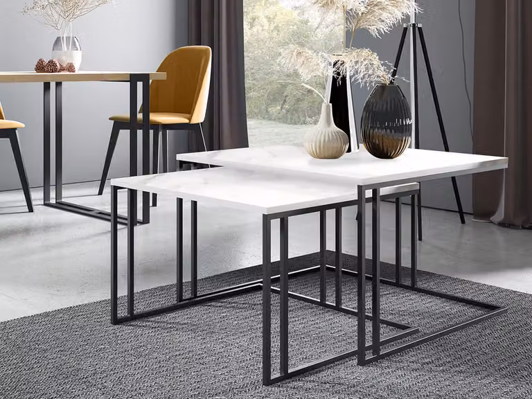 Set di 2 tavolini da caffè PTYSIA - marmo nero / bianco