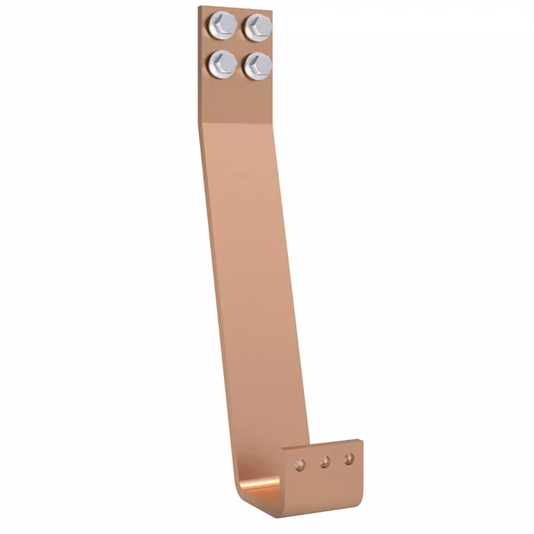 Barra collettrice ABN CU 80x10 mm, unipolare 1600 A, piegata 482x187 mm, forata con accessori di montaggio XAS991C