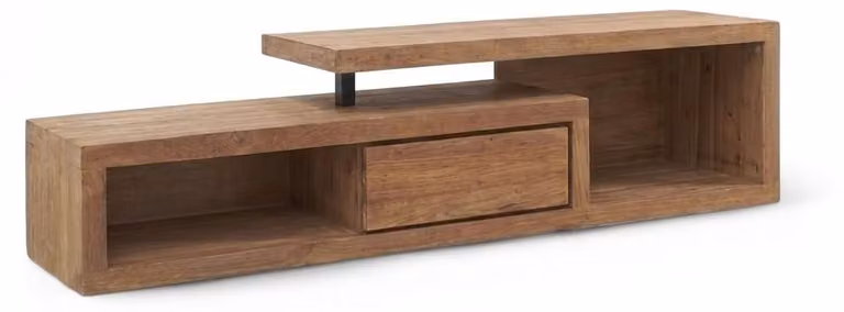 Mobile TV a basso impatto ambientale, realizzato in legno massello, con design moderno, ideale per l'arredamento del soggiorno