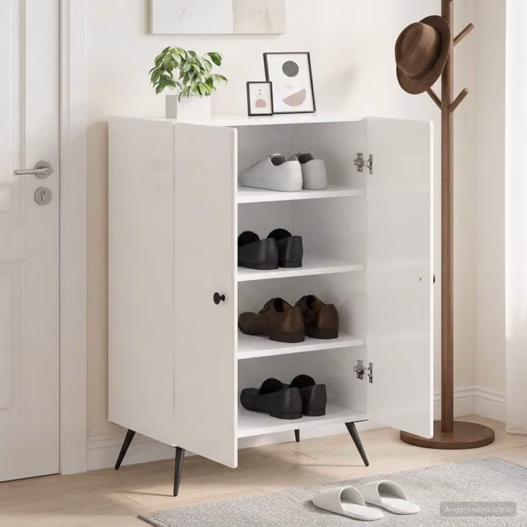 Mobile porta scarpe vidaXL BREDA Bianco Lucido L: 59,5 cm, P: 39,5 cm, H: 90 cm