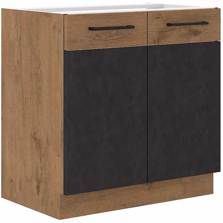 Armadietto inferiore a doppia anta VANYA - larghezza 80 cm, matera / rovere lancelot