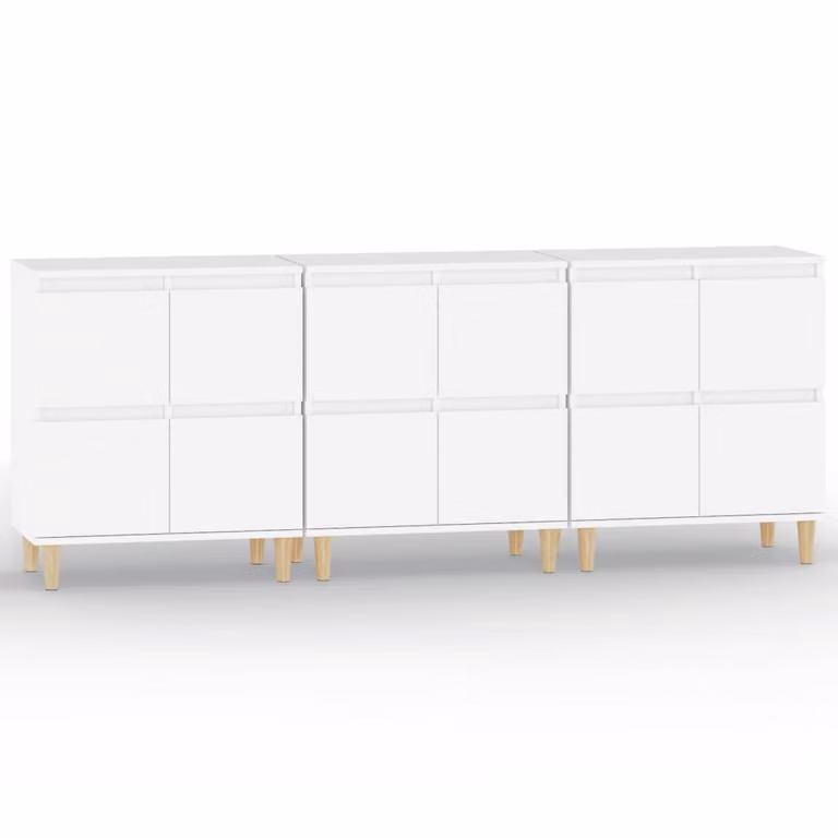 Credenze 3pz Bianche 60x35x70 cm in Legno Multistrato
