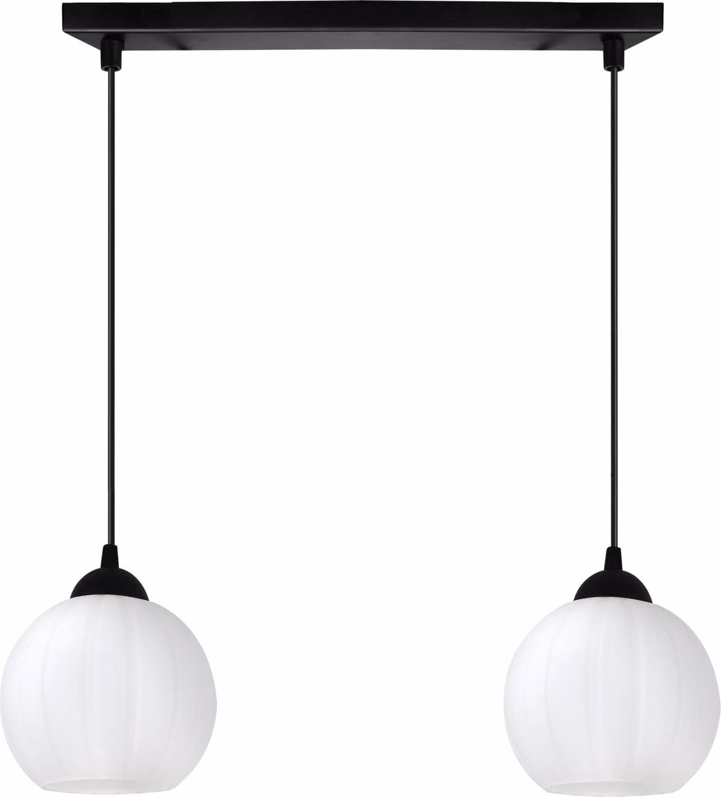 Lampada a sospensione Costa nera a 2 luci con globi bianchi E27 - luce a sospensione elegante per l'illuminazione di interni moderni