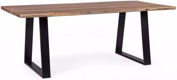 Tavolo da pranzo Artur GIORDANOSHOP in legno di acacia marrone con bordo live edge e struttura in metallo, L: 200 cm, P: 95 cm, H: 77 cm