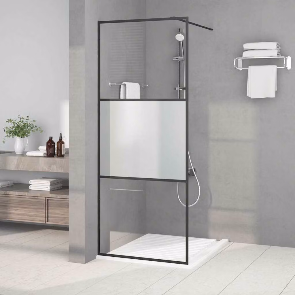 Parete Doccia Walk in vidaXL in Vetro Semi Smerigliato ESG, L: 80 cm, H: 195 cm – 1