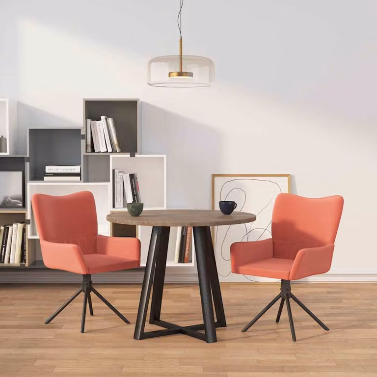 Set di 2 sedie da pranzo girevoli vidaXL in velluto rosa con design moderno