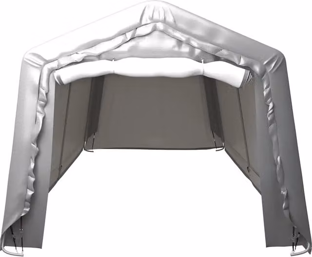 Carport a capanna vidaXL Grigio con struttura in acciaio zincato e copertura in plastica L: 900 cm, P: 300 cm, H: 240 cm