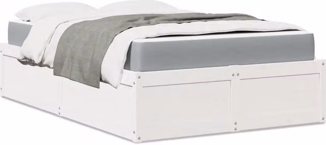 Letto con cassetti vidaXL in legno massello di pino bianco e grigio L/P/H: 196.5 x 140 x 37 cm