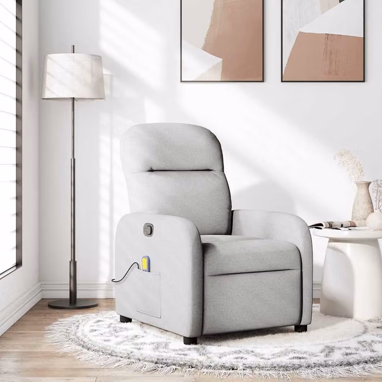 vidaXL Poltrona Reclinabile Relax in Tessuto Grigio con Braccioli