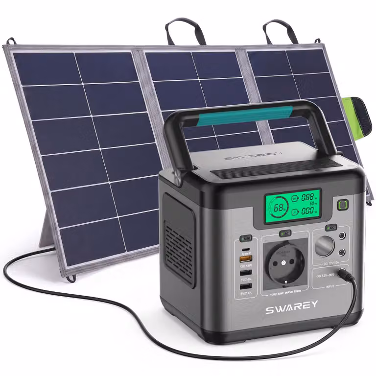 Portable Power Station Generatore solare 500W(1000W di picco) con pannello solare 100W,accumulatore solare 518Wh,alimentazione di emergenza di riserva