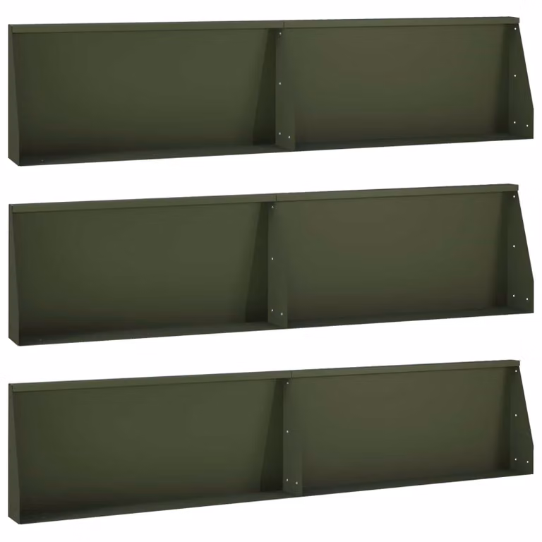 Set di 6 pezzi muro di contenimento per orto rialzato vidaXL in acciaio verde oliva L: 100 cm, H: 30 cm, P: 12 cm