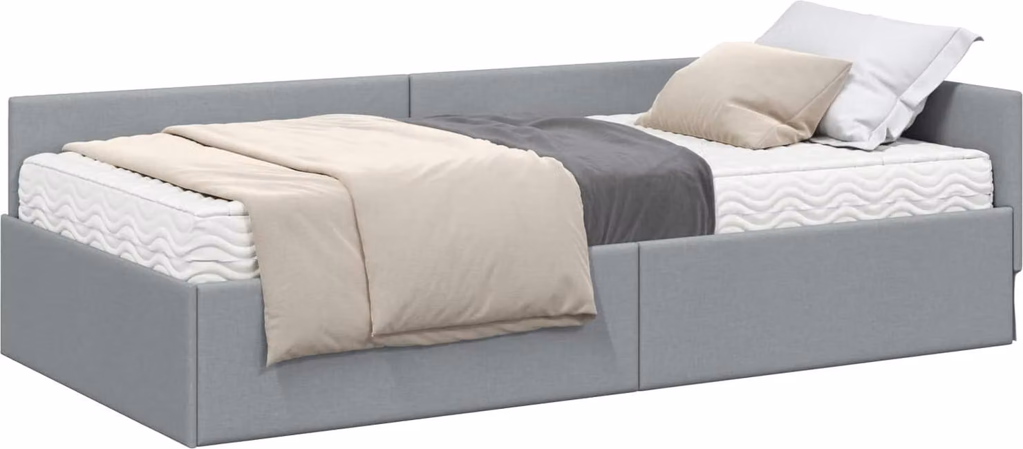 Struttura Letto Angolare con Materasso 2 pcs Grigio chiaro