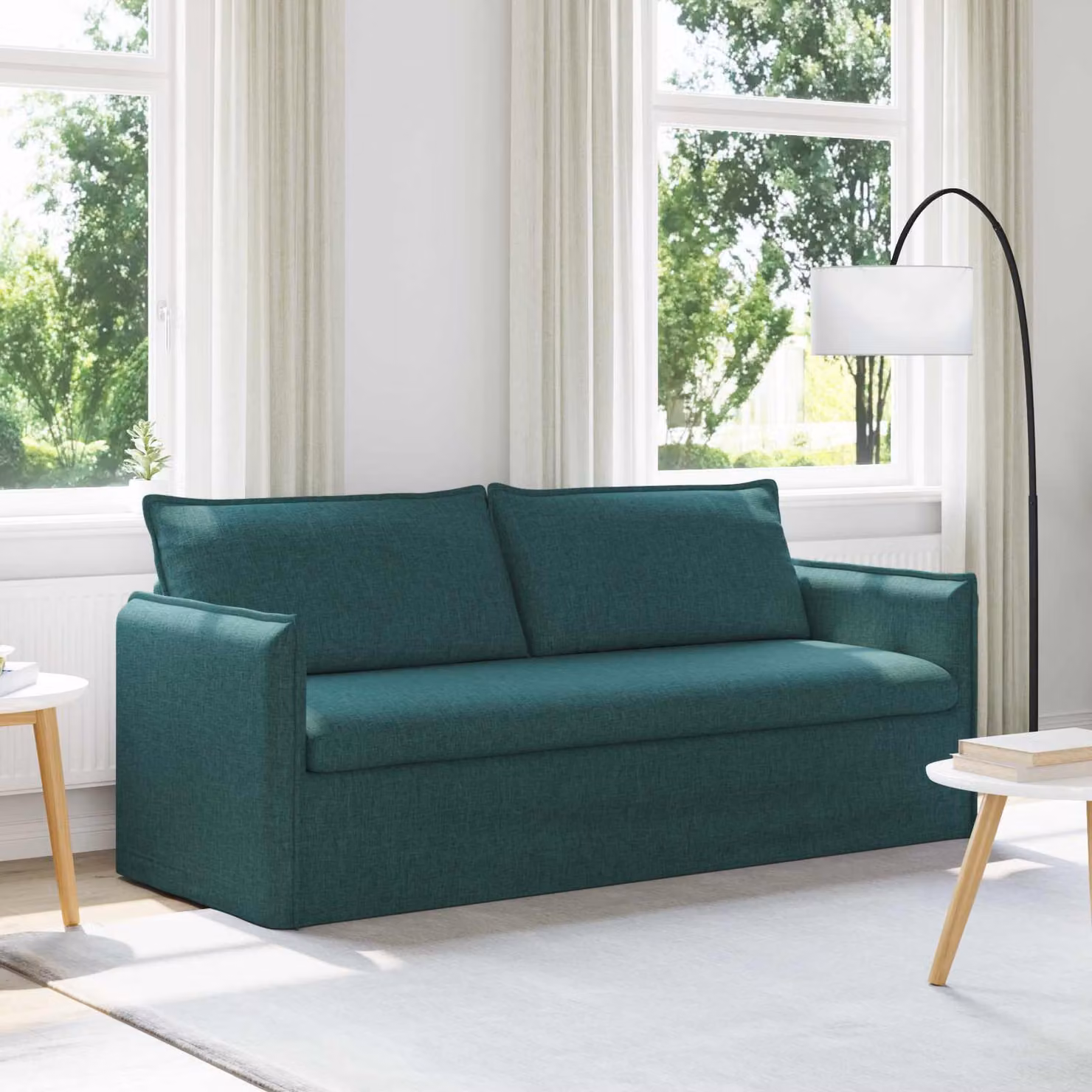 vidaXL Divano Moderno in Tessuto Verde e Nero con Struttura in Metallo L: 196 cm, P: 82 cm, H: 85 cm – 1