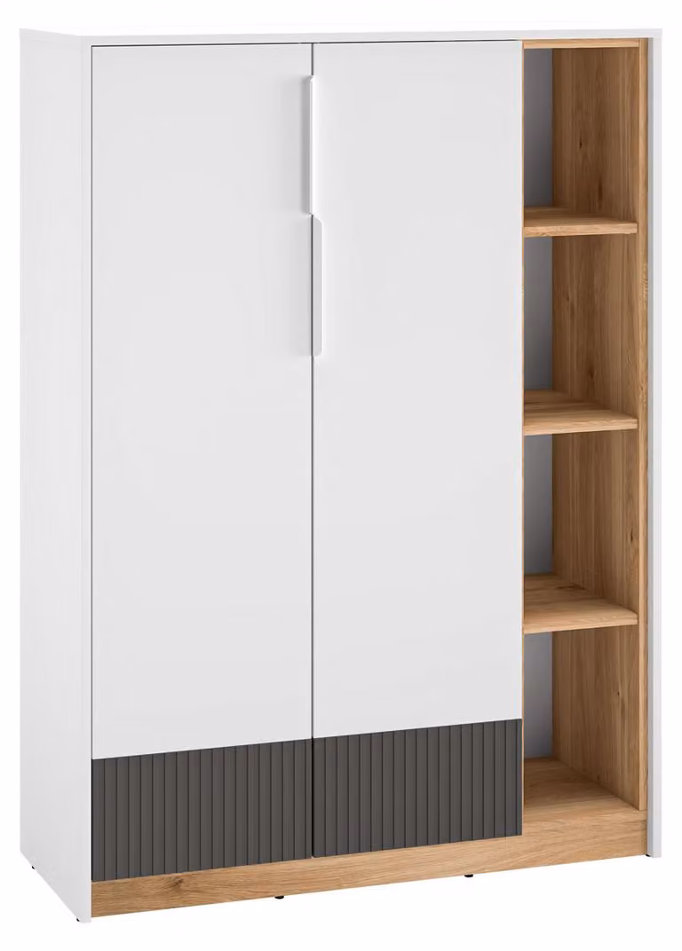 Cassettiera Torino 101x40x140cm rovere bianco Castello graphite 2 ante