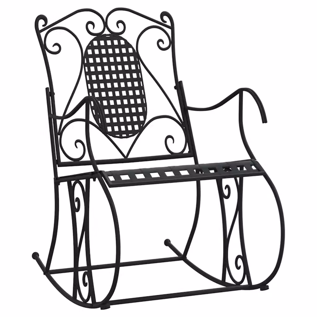 Panchina a dondolo vidaXL in metallo nero per giardino L: 84 cm – 2